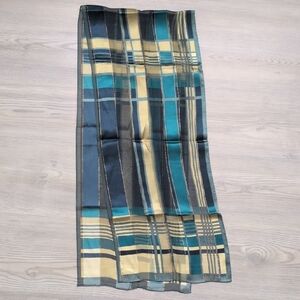 Jones New York Silk Scarf in Teal and Cream